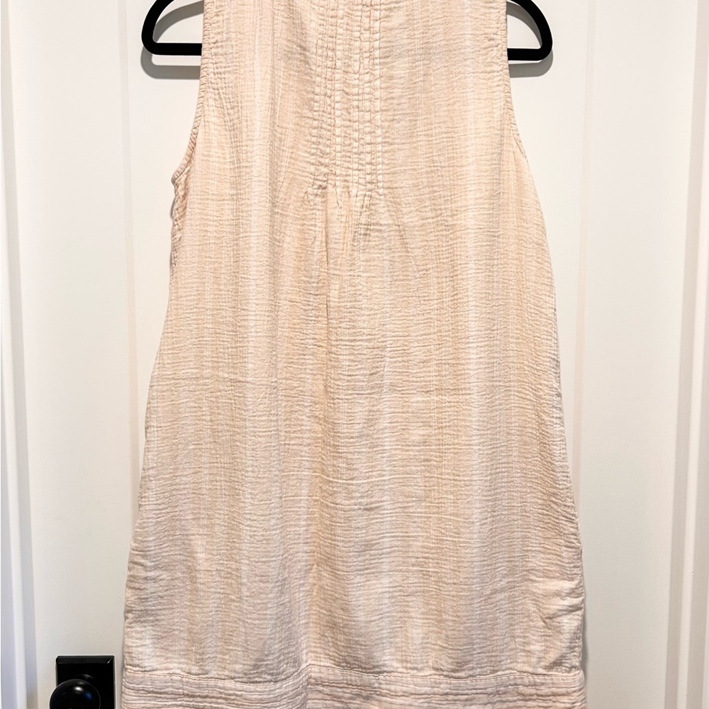 Wonderly Cotton Gauze Beach Cover Up Dress Large Beige Resort Coastal Pockets - Picture 9 of 12